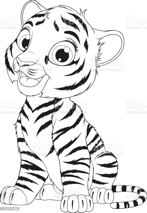 Funny Cute Tiger Cub Stock Illustration Download Image