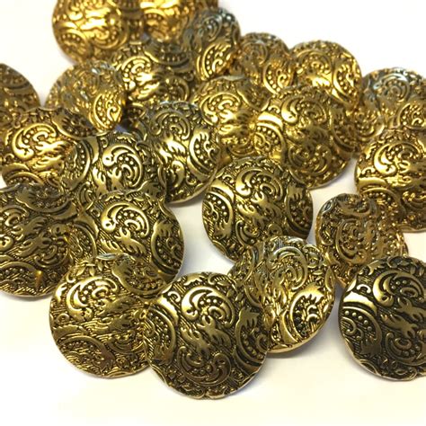 18mm Gold Metallic Fancy Buttons Pack Of 10 Buttons The Button Shed