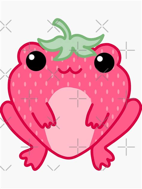 Strawberry Frog Cottagecore Kawaii Cute Fruit Sweet Sticker For