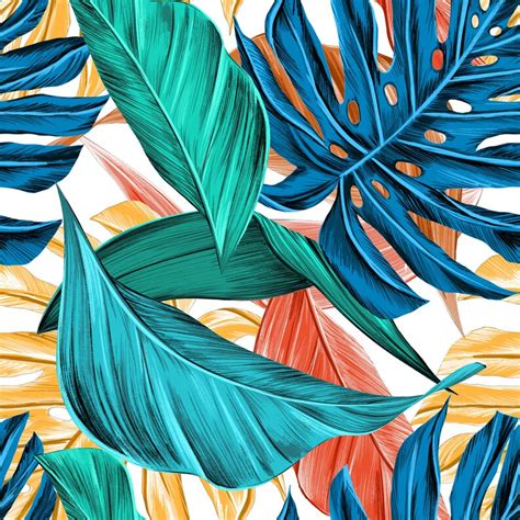 Tropical Palm Leaves Interior Wrapping Paper Etsy
