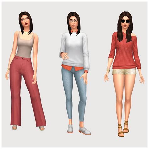 The Sims 4 Basegame Lookbook Cute Sims 4 Base Game Outfits Sims 4