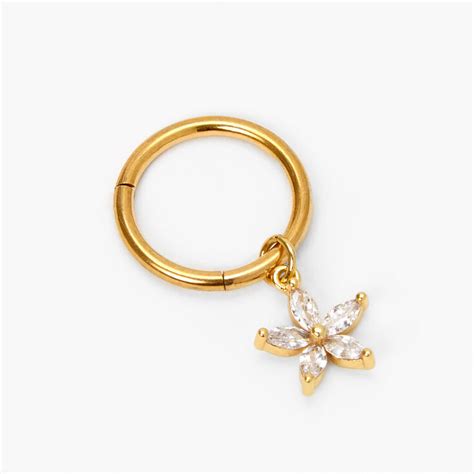 Gold 14g Flower Hoop Belly Ring Claires Us