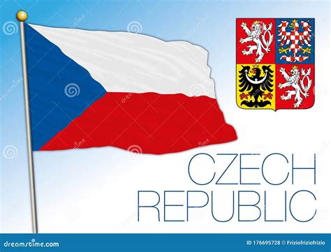 Czech Republic Official National Flag And Coat Of Arms Europe Stock