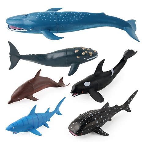 Mybeauty 6pcs Simulation Whale Shark Ocean Animal Pvc Model Figurine