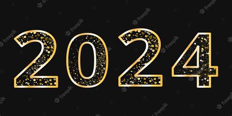Premium Vector Happy New Year 2024 Vector With Gold Glitter On Black