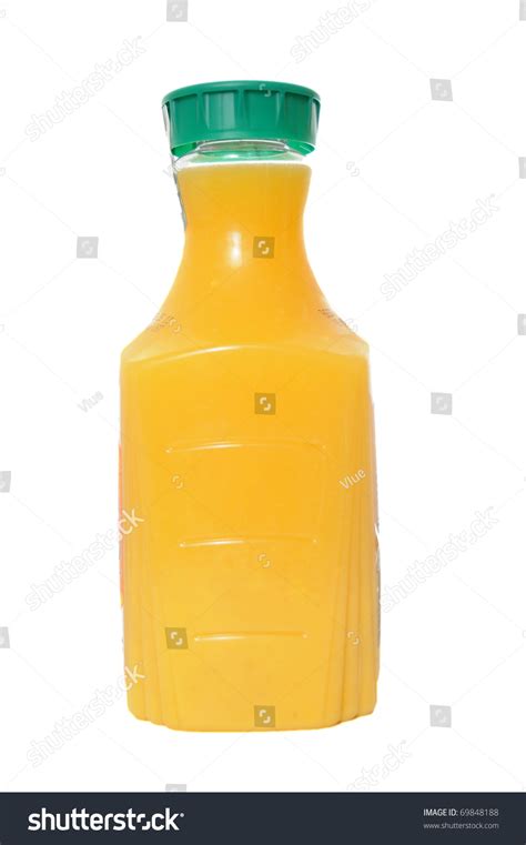 Orange Juice In A Plastic Container Jug Isolated On A White Background