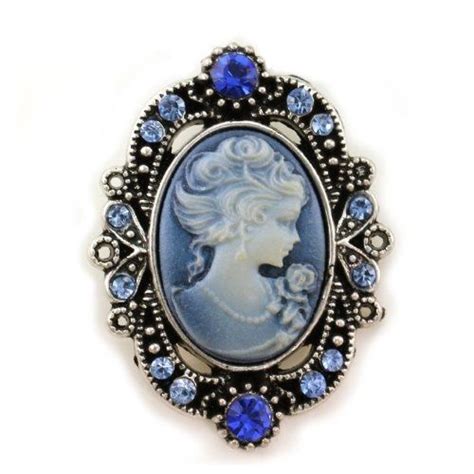 Cameos X ღɱɧღ Royal Blue Cameo Brooch Pin Charm Antique Silver