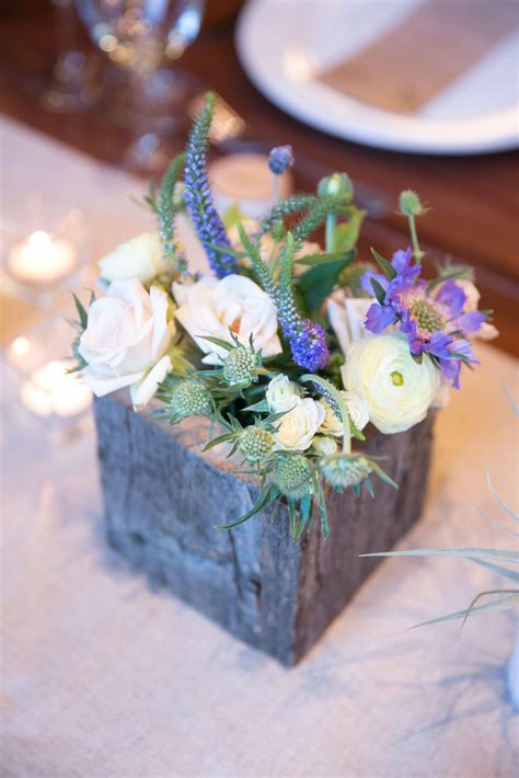 Rustic White And Purple Floral Centerpieces