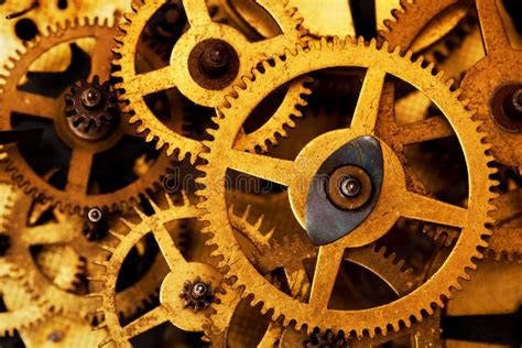 Clockwork Cogs Old Brass Clock Parts Stock Image Image Of Gear