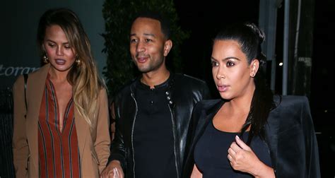 kim kardashian and kanye west double date with fellow expecting couple chrissy teigen and john