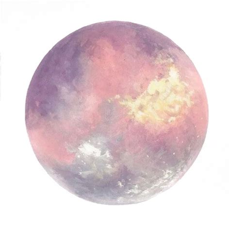 Ftestickers Watercolor Moon Pink Sticker By Pann70