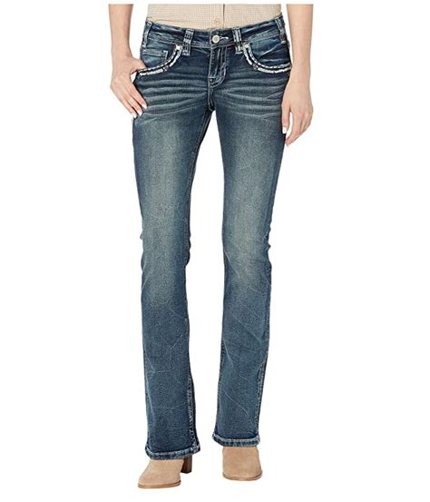 Rock And Roll Cowgirl W6 1001 Rival Bootcut Jeans In Dark Vintage Wash Cowgirl Delight
