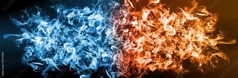 Abstract Fire And Ice Element Against Vs Each Other Background Heat
