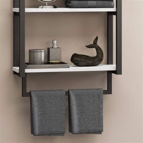 25in Matte Black Bathroom Wall Shelf Whalen Furniture
