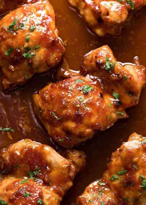 The 100% real stuff that makes life, and chicken, great. Sticky Baked Chicken Thighs - Carrie Brixey | Dessert Recipes