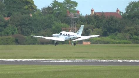 N195am Piper Pa46r Grass Landing As C130 Blocks Runway 17june14