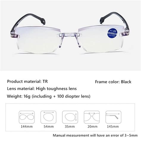 Presbyopia Anti Blue Light Rimless Bifocal Tr90 Reading Glasses Guysthing