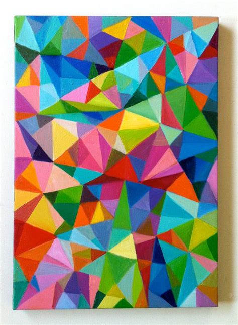 Triangles Abstract Painting 24x20 Acrylic Painting Colored