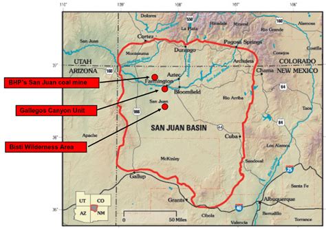Map Of Sanjuan Basin With Location Of Bhp San Juan Coal Mine And