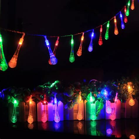 30 Leds Solar String Lights Outdoor Waterproof Water Drop Lamp For