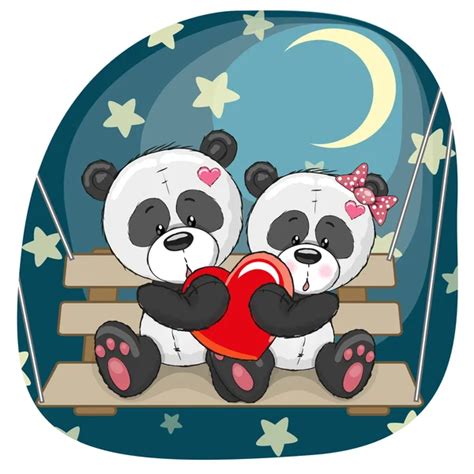 Dois Pandas Com Coração Vector Art Stock Images Depositphotos