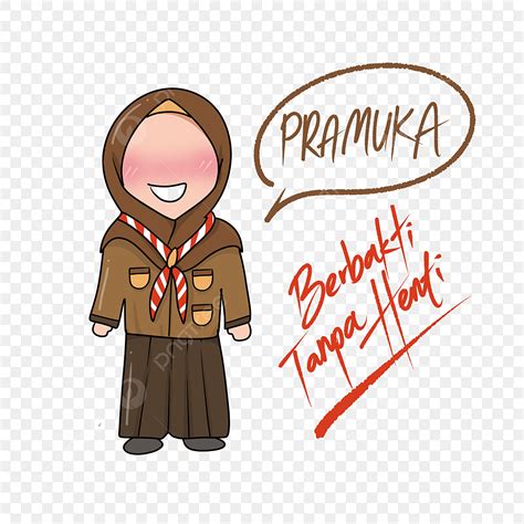 Gerakan Pramuka Indonesia Girl Cartoon Clipart With Berbakti Tanpa