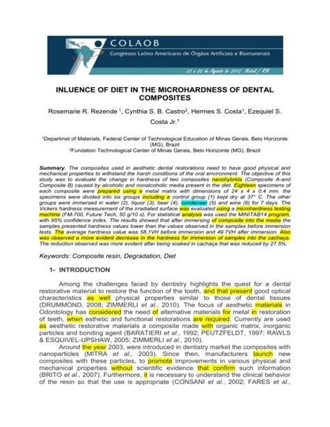 Inluence Of Diet In The Microhardness Of Dental Composites