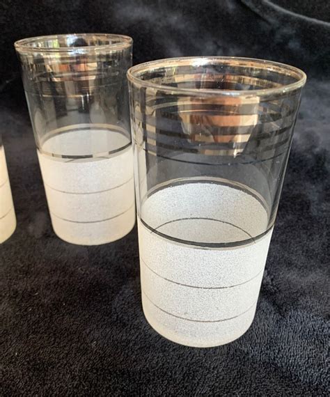 Mid Century Frosted Drinking Glasses Set Of 4 Etsy
