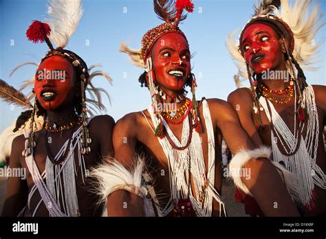 Young Wodaabe Nomads Are Dancing At The Annual Gerewol Festival Marking