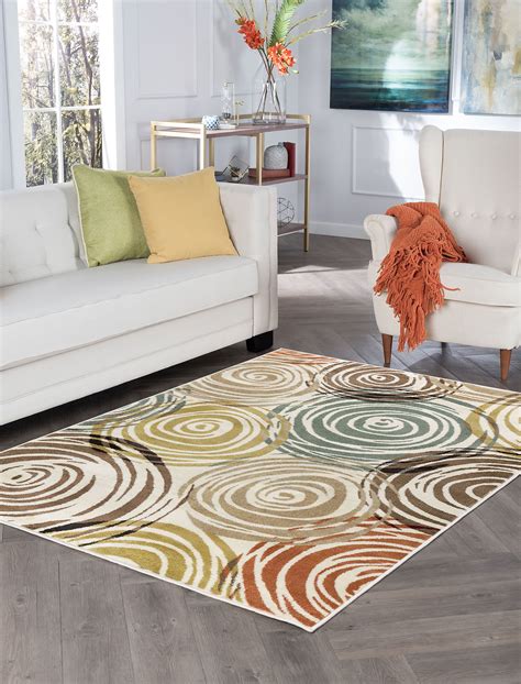 Contemporary 9x12 Area Rug 89 X 123 Abstract Ivory Beige