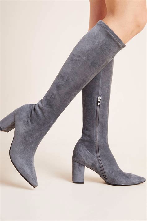 Black Knee Length Boots Grey Knee High Boots High Heel Boots Over The Knee Boots Black Boots