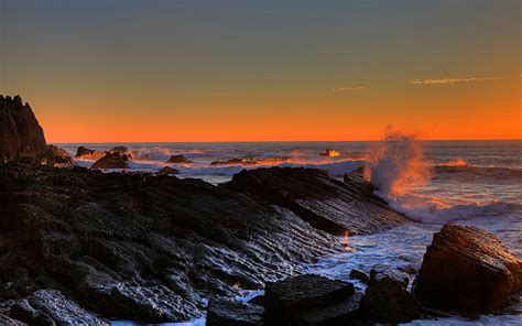 Do you love hawaii beach sunsets? Ocean Rocks Stones Splash Sunset waves wallpaper ...