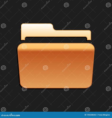 Gold Folder Icon Isolated On Black Background Long Shadow Style Stock