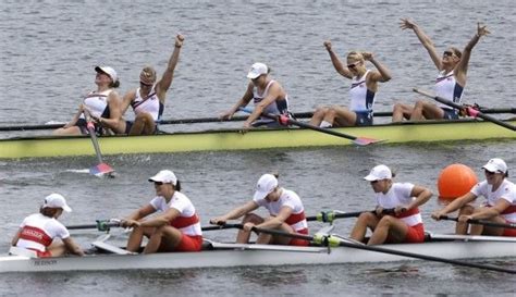 Us Womens 8 Rowing Celebrates Gold Medal Summer Olympics Womens