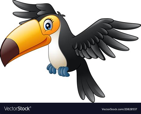 Cartoon Funny Toucan Flying Royalty Free Vector Image