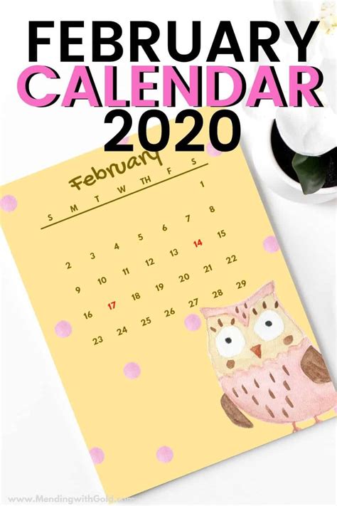 Free Cute Printable Calendar 2020 A 30 Day Series Printable