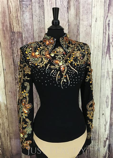 Black Copper And Gold Horsemanship Shirt With Pad By Just Pam Ladies
