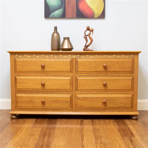 7023r Retro Vintage Chest Of Drawers 6 Drawers Carved Made In