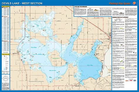 Devils Lake North Dakota Waterproof Map Fishing Hot Spots Us