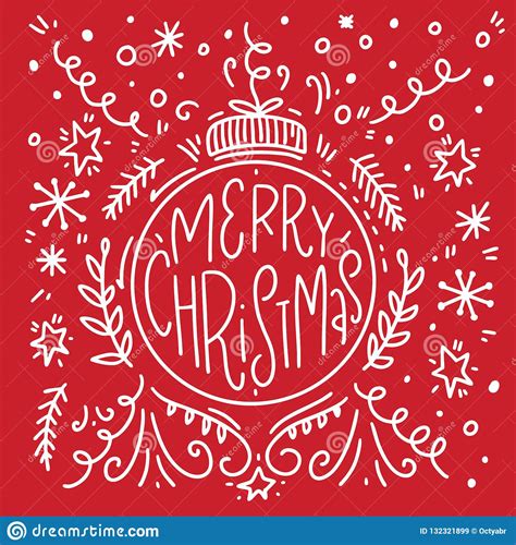 Merry Christmas Hand Drawn Vector Lettering Calligraphy Text For