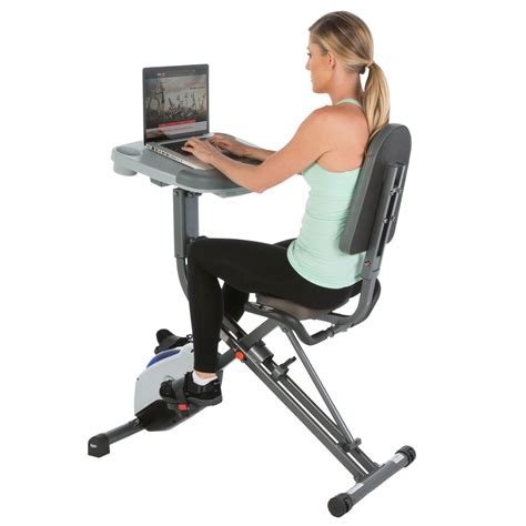 Exerpeutic EVERWORK Fully Adjustable Desk Folding Exercise Bike With Pulse