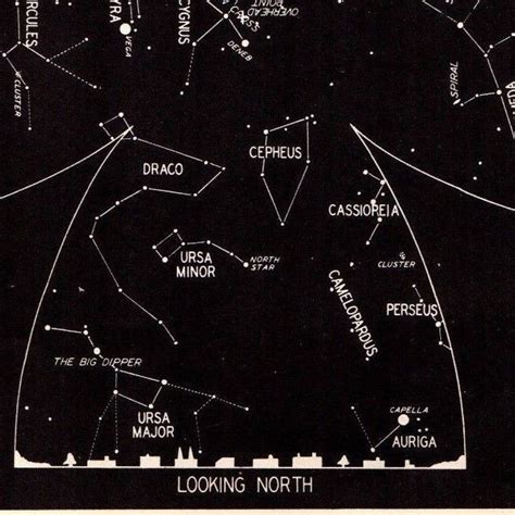 1942 September Sky Star And Constellation Map Astronomy Print Astrology