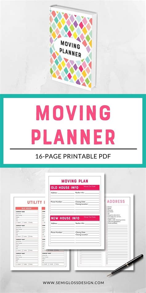 Moving Planner Checklist Printable 16 Page Pdf Moving Planner