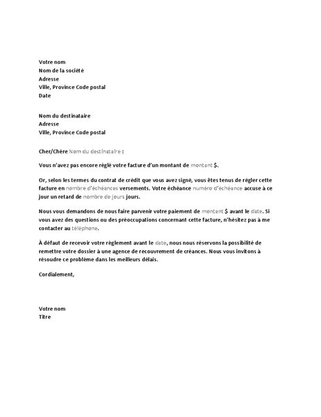 Lettre De Rappel De Paiement Formule De Politesse Lettre