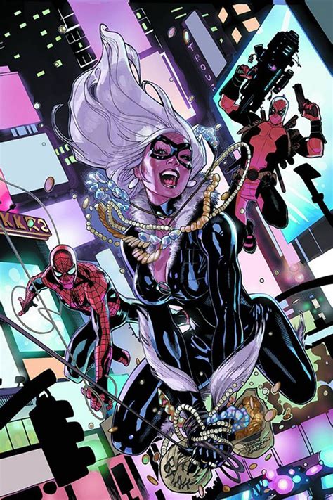 “black Cat Spider Man And Deadpool By Terry Dodson And Rachel Dodson