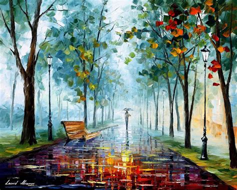 Rainy Afternoon — Palette Knife Oil Painting On Canvas By Leonid