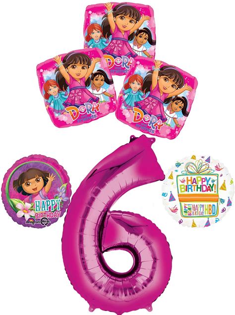 Dora The Explorer 6th Birthday Party Supplies And Balloon Bouquet