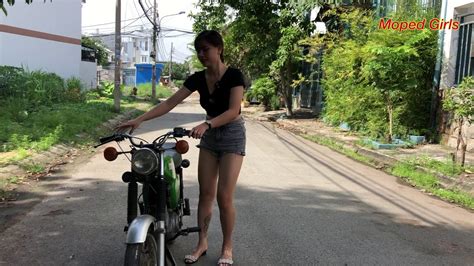 hot girl kickstart simson bike bad bugi moped girls youtube