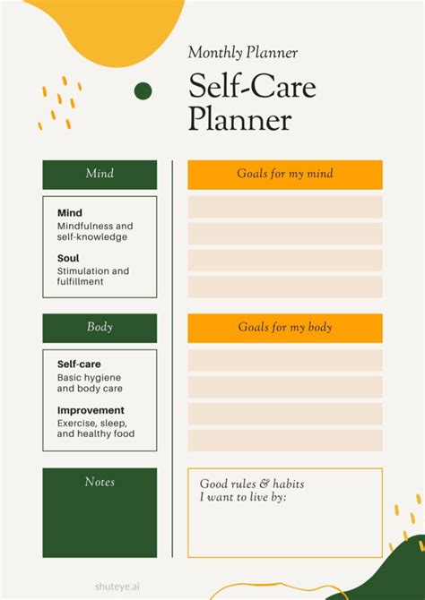 21 Free Printable Self Care Planner Templates For A Better You Shuteye