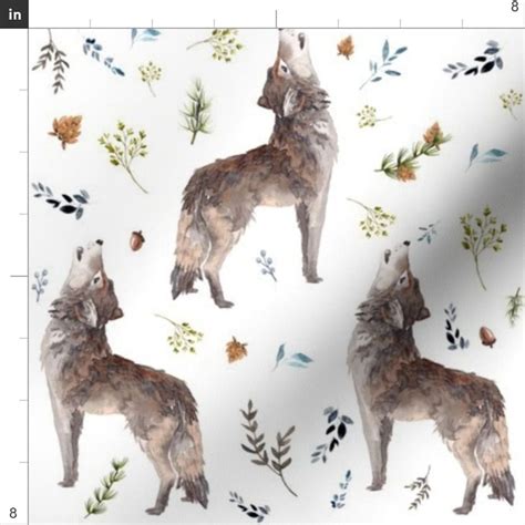 Wolves Fabric The Wild Wolf By Shopcabin Wolf Boho Floral Etsy